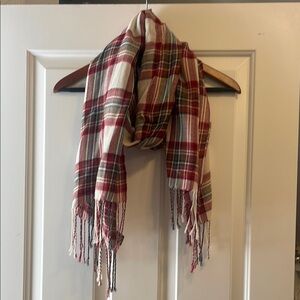 Eddie Bauer Red and White Plaid Scarf